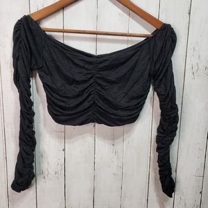 Shelly Women's Black Ruched Crop Top Size Medium